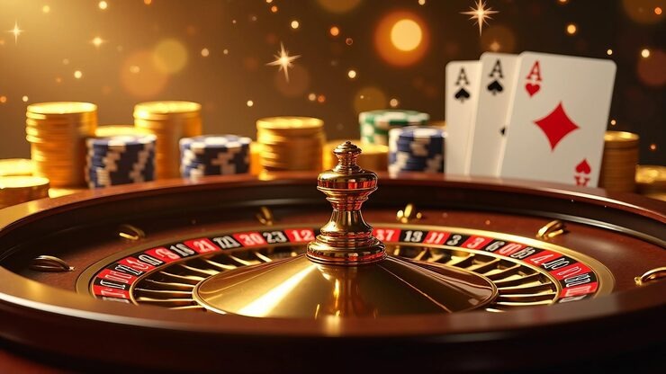 Live dealer at roulette table with number display